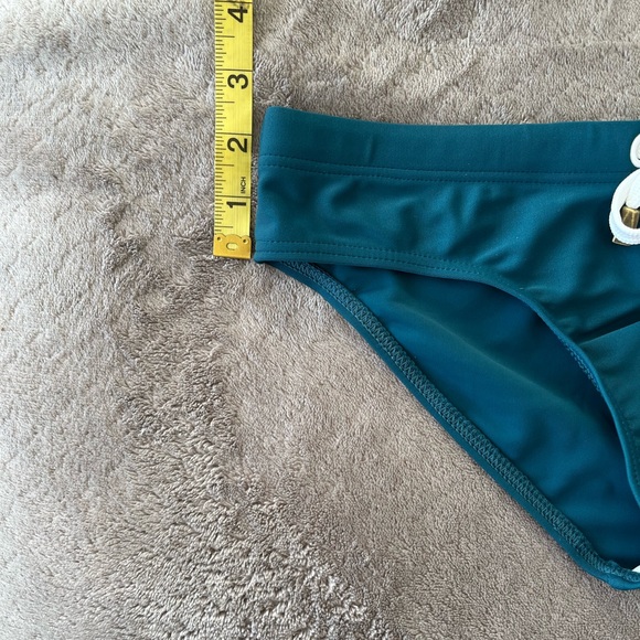 Men's Teal Swim Briefs with White Accents - Picture 6 of 6